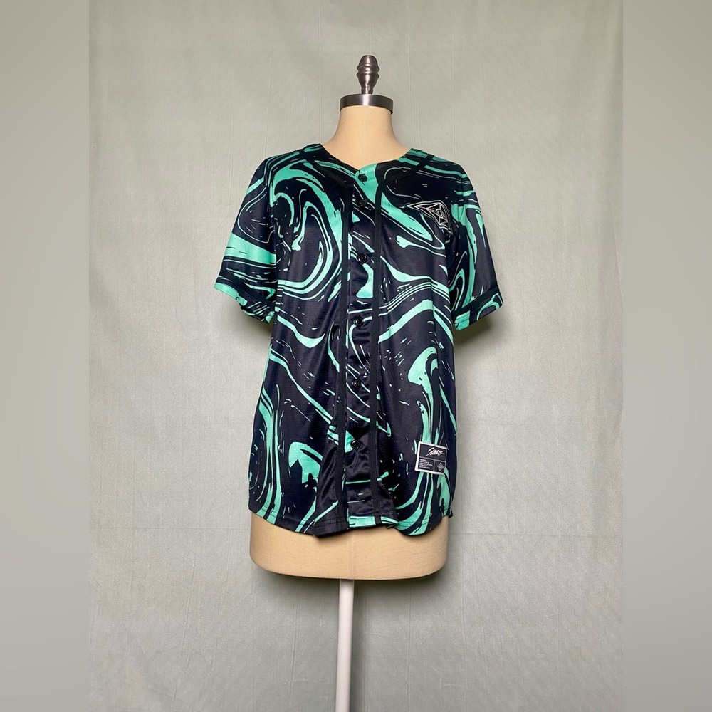 Stylish Black and Green Slander Baseball Jersey